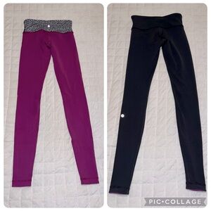 Lululemon Women's Leggings (Reversible) in Regal Plum and Black SIZE 4.